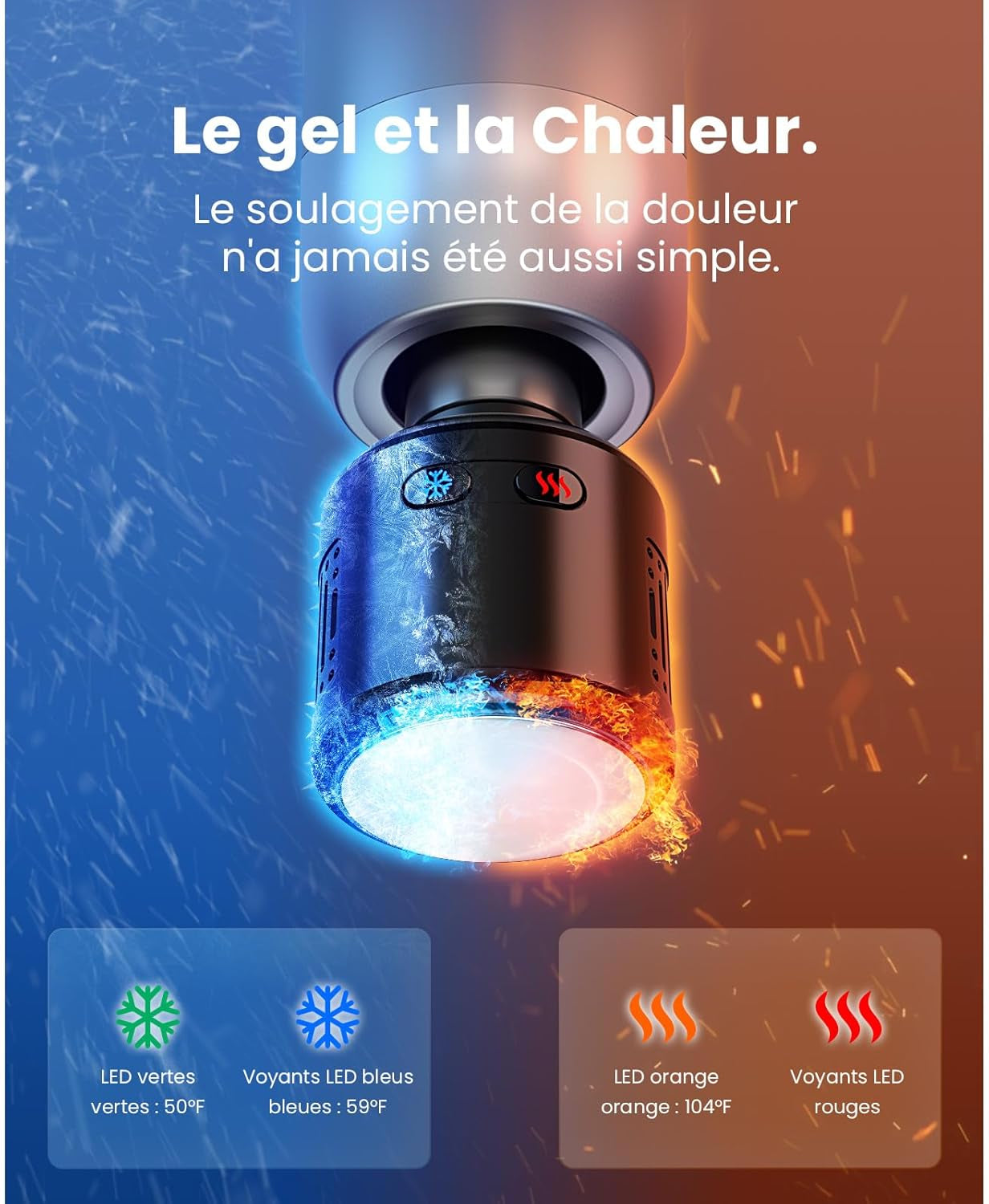 Pistolet De Massage Avec Thérapie Par Le Chaud Et Le Froid,  C2 Pro Masseur De Tissus Profonds Avec Chaleur,Pour Le Gymnase, La Maison, La Récupération, Le Soulagement De La Douleur