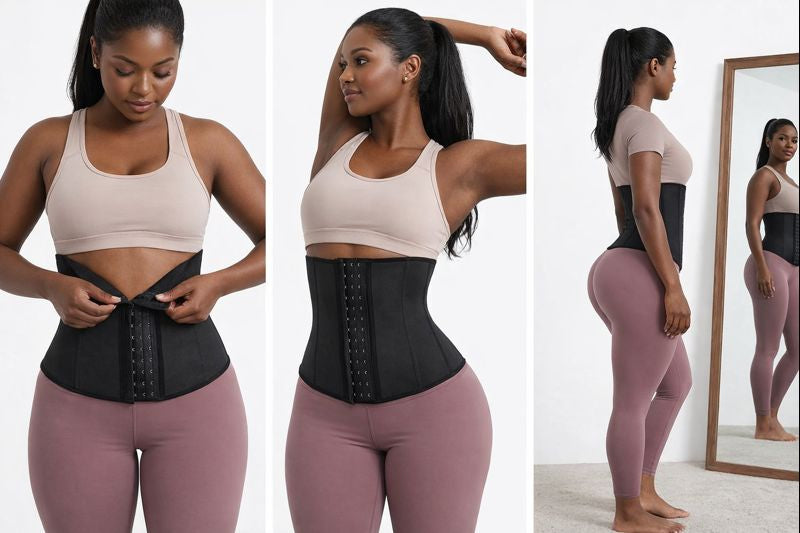 Une femme teste le Gaine Amincissante Ventre