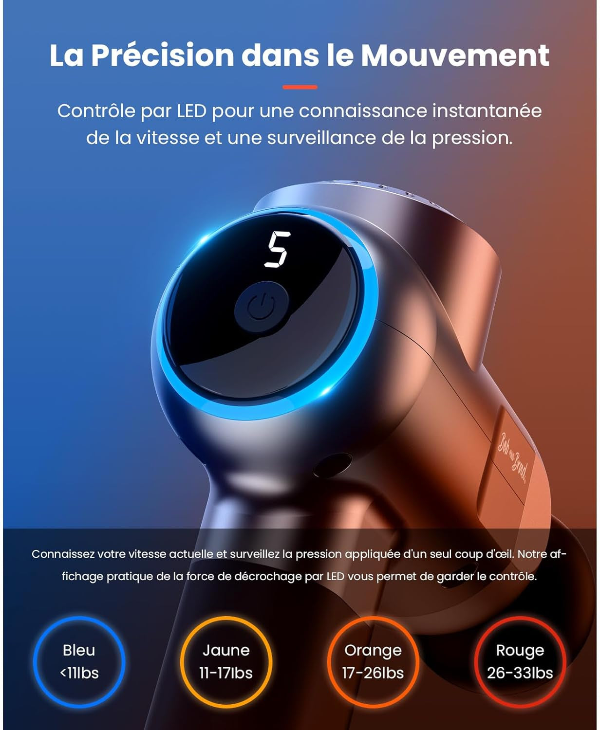 Pistolet De Massage Avec Thérapie Par Le Chaud Et Le Froid,  C2 Pro Masseur De Tissus Profonds Avec Chaleur,Pour Le Gymnase, La Maison, La Récupération, Le Soulagement De La Douleur